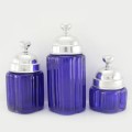 50002ORANGE - Small Round Ocean Blue Canister Set